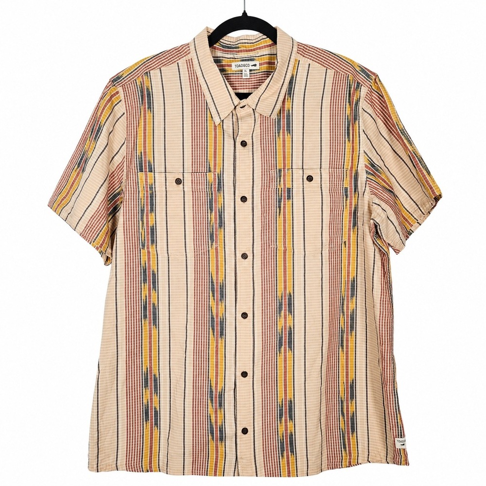 Toad & Co Shirt Mens XL Multicolor Striped Organic Cotton Ikat‎ Gorpcore Coastal